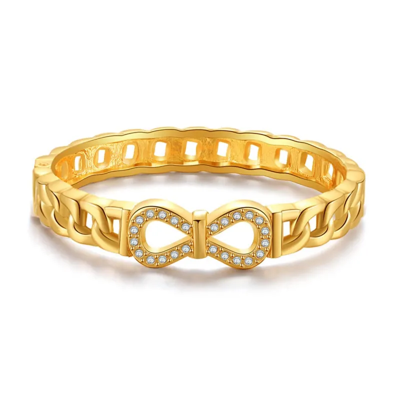 Clear Cubic Zirconia & Goldtone Infinity Sign Charm Bangle made by Zulily