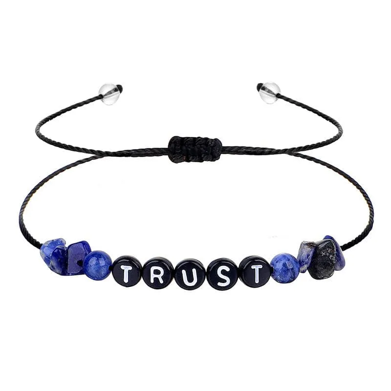 Blue Quartz & Black 'Trust' Adjustable Bracelet sold by Zulily product image thumbnail 2