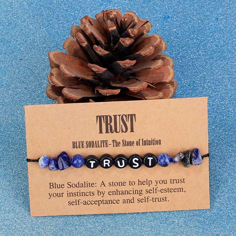 Blue Quartz & Black 'Trust' Adjustable Bracelet sold by Zulily product image thumbnail 3
