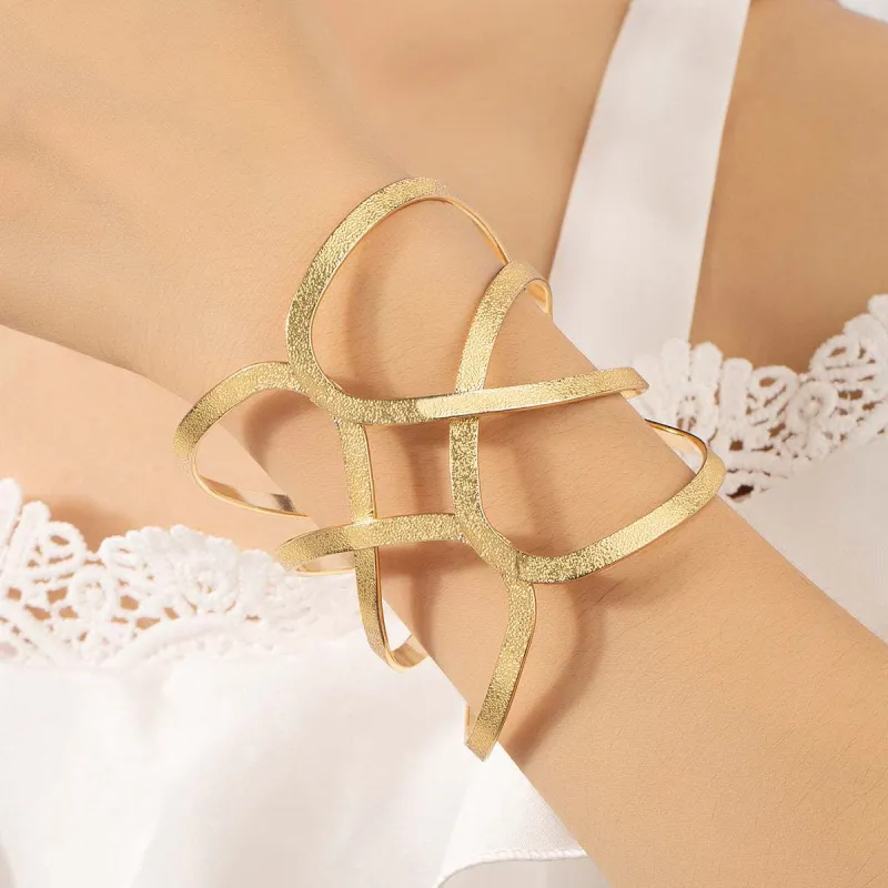 Goldtone Frosted Geometric Cuff made by Zulily