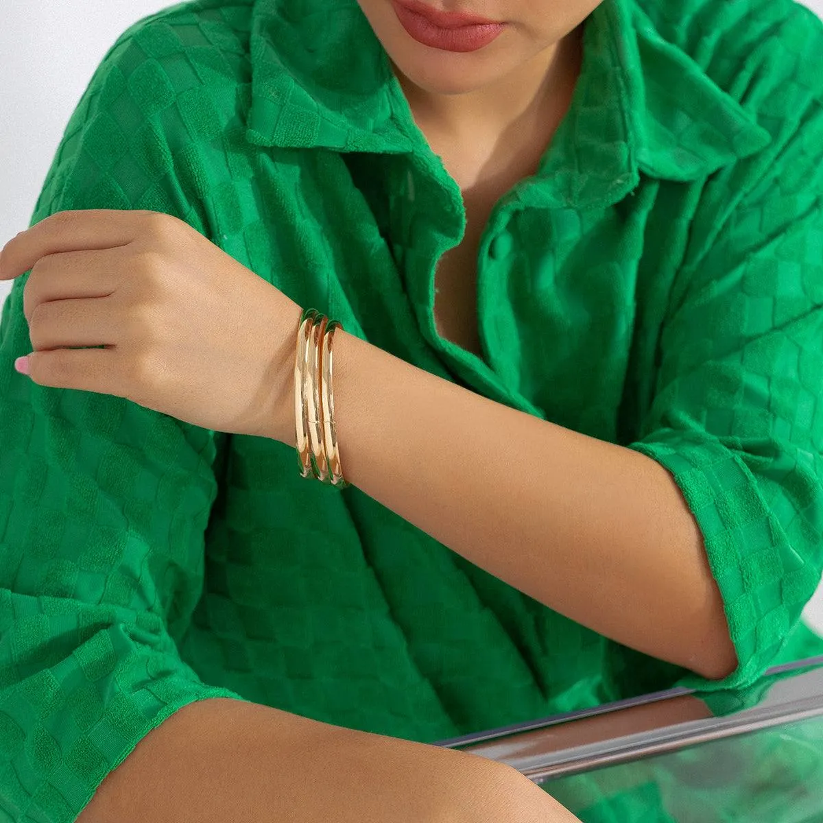 Goldtone Bangle - Set of Three sold by Zulily product image thumbnail 2