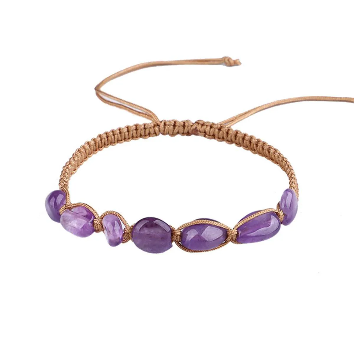 Purple Quartz & Brown Adjustable Bracelet sold by Zulily product image thumbnail 2