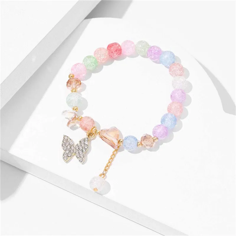 Multicolor Acrylic & Goldtone Heart & Butterfly Beaded Stretch Bracelet made by Zulily