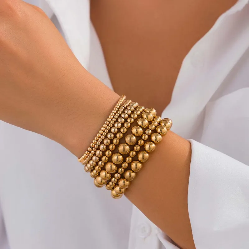 Goldtone Beaded Stretch Bracelet Set made by Zulily