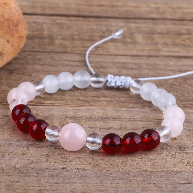 Pink Quartz & Red Beaded Adjustable Bracelet sold by Zulily product image thumbnail 2