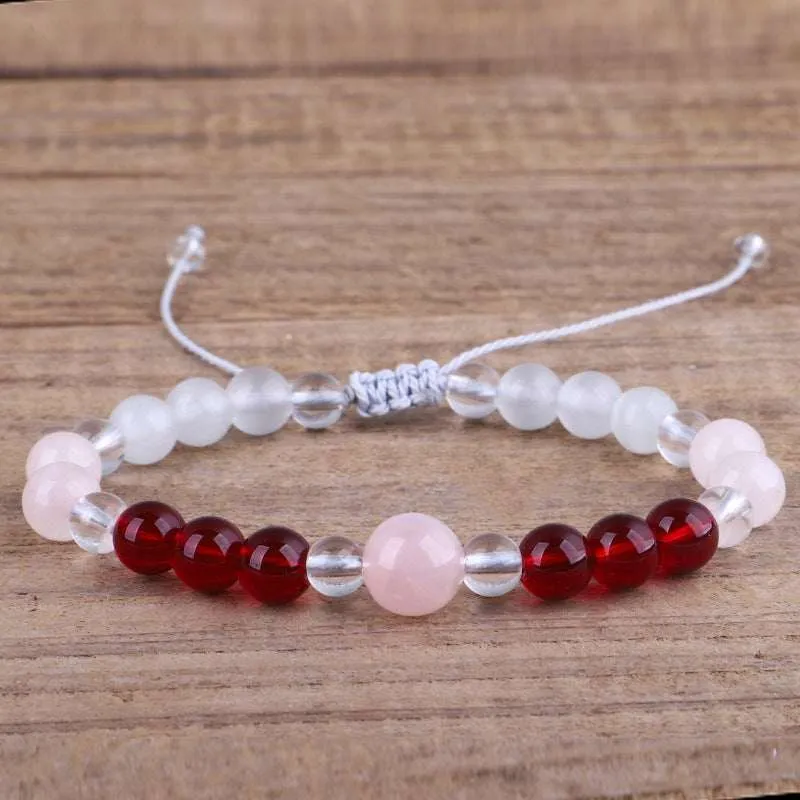 Pink Quartz & Red Beaded Adjustable Bracelet made by Zulily
