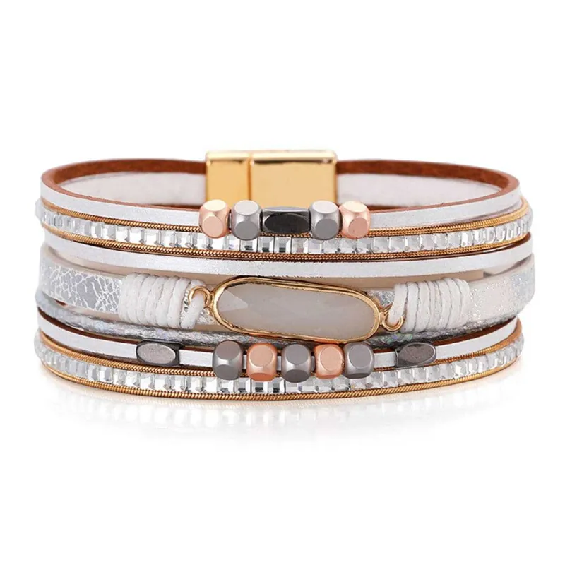 Crystal & Blush Polystyrene Goldtone Multistrand Bracelet made by Zulily