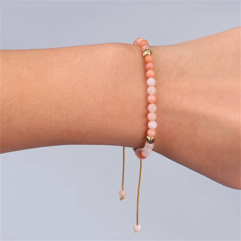 Pink Quartz & Goldtone Beaded Adjustable Bracelet made by Zulily