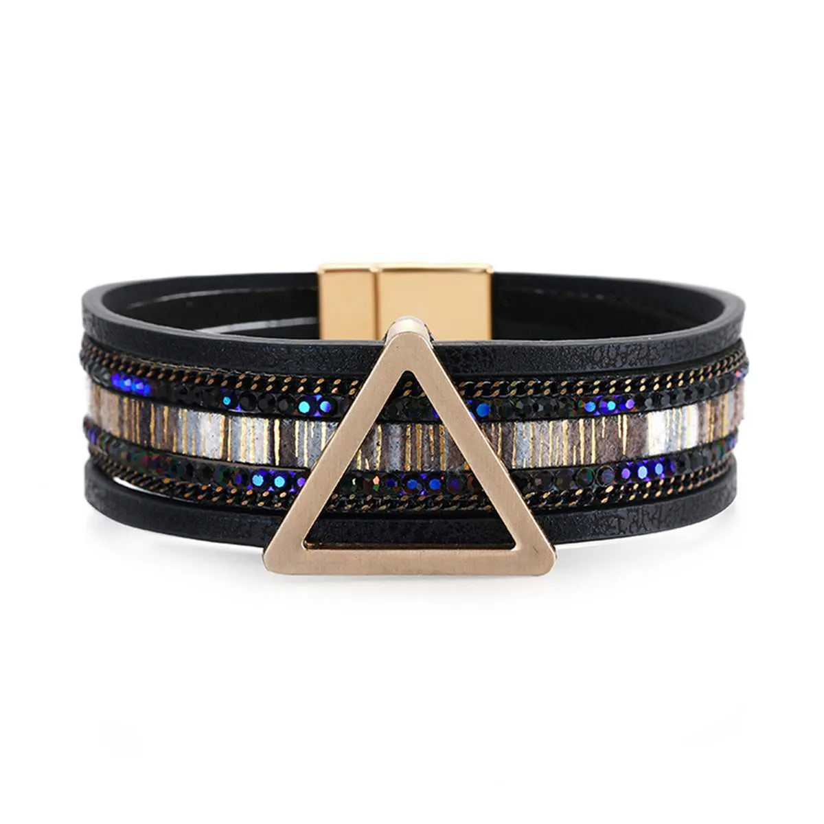 Goldtone & Black Polystyrene Triangle Layered Bracelet sold by Zulily