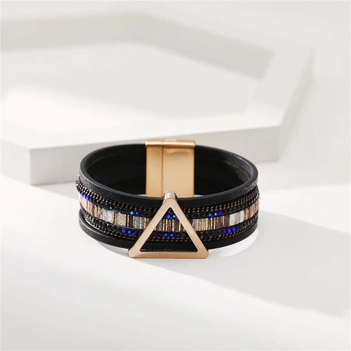 Goldtone & Black Polystyrene Triangle Layered Bracelet sold by Zulily product image thumbnail 2
