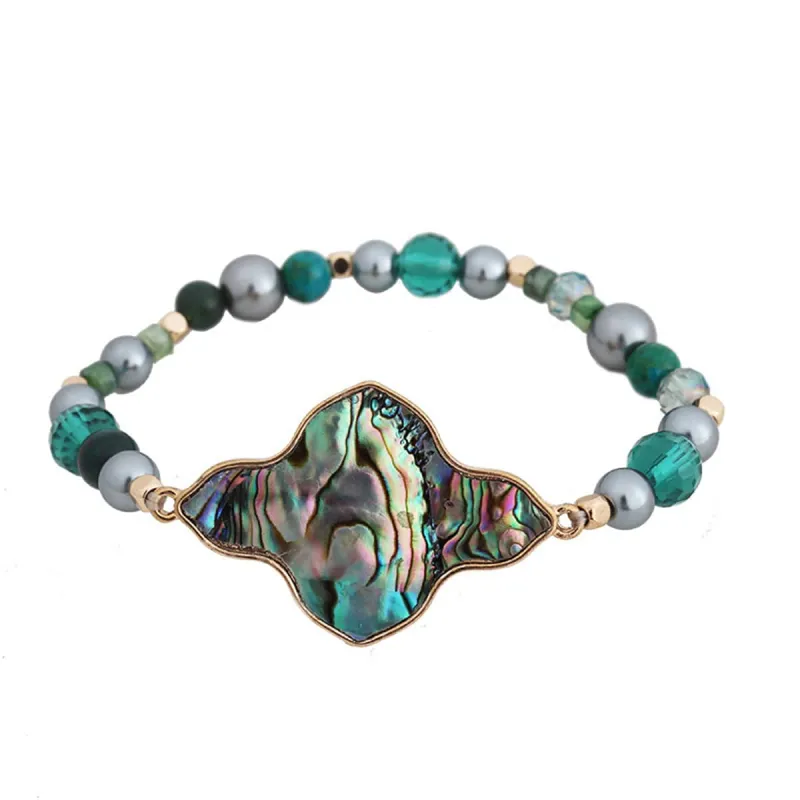 Abalone Shell & Turquoise Clover Stretch Bracelet made by Zulily