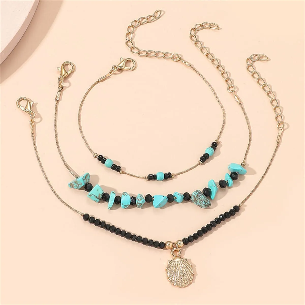 Turquoise & Acrylic Three-Piece Charm Bracelet Set sold by Zulily product image thumbnail 2