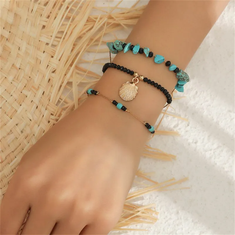 Turquoise & Acrylic Three-Piece Charm Bracelet Set made by Zulily