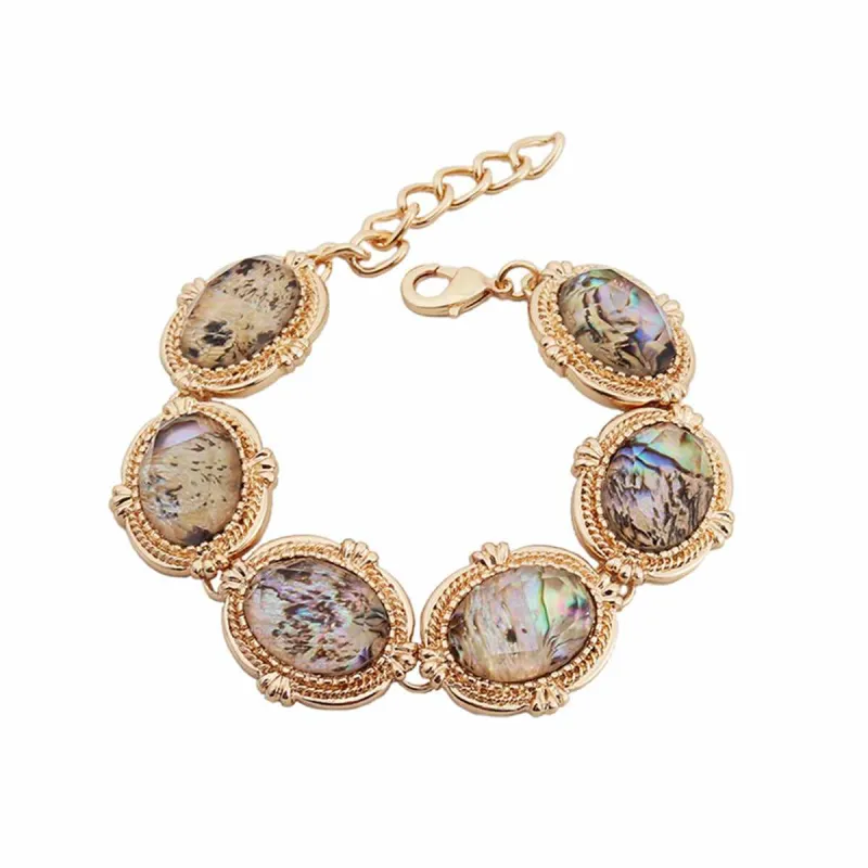 Abalone Shell & Goldtone Oval Station Bracelet made by Zulily