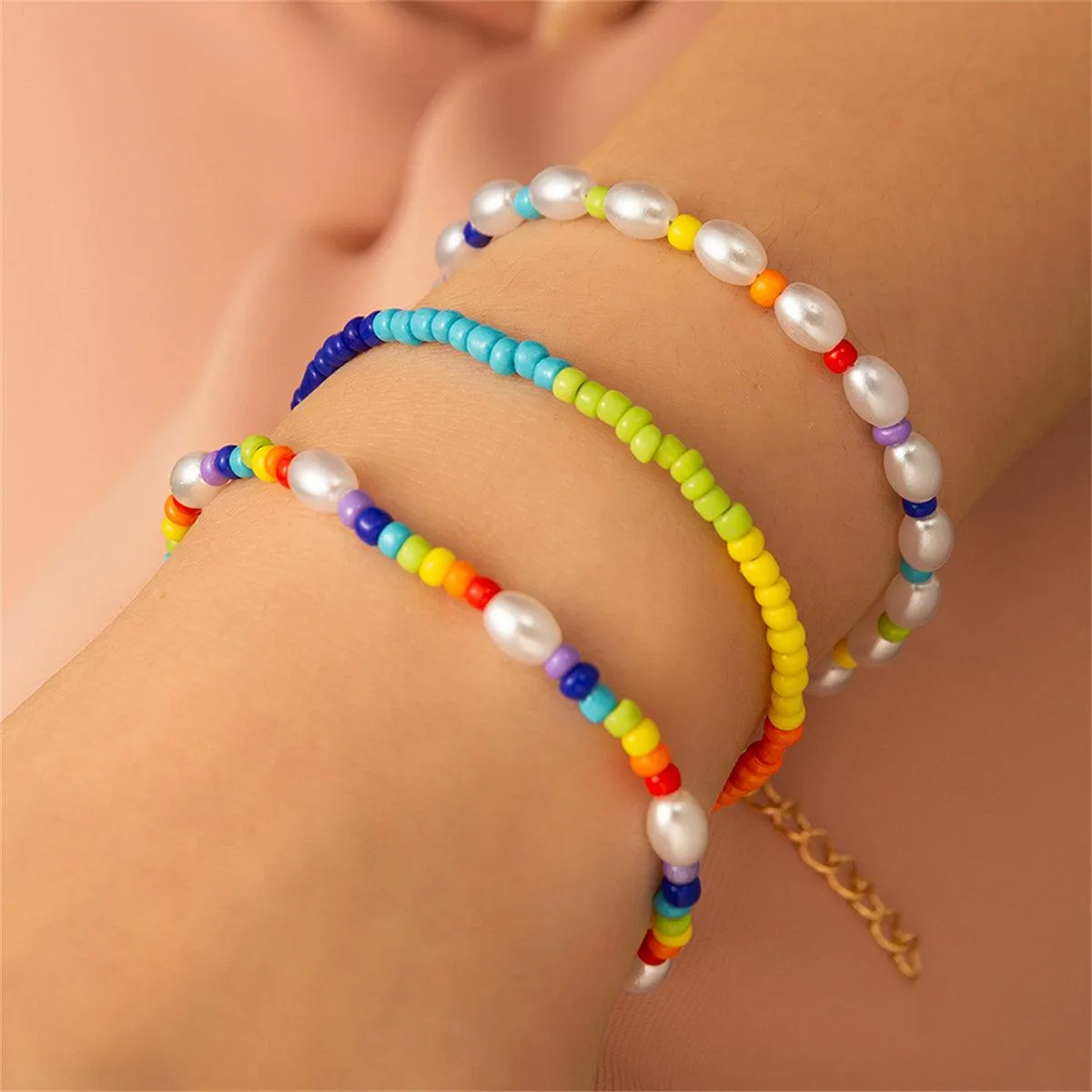 Pearl & Yellow Multicolor Beaded Bracelet Set sold by Zulily