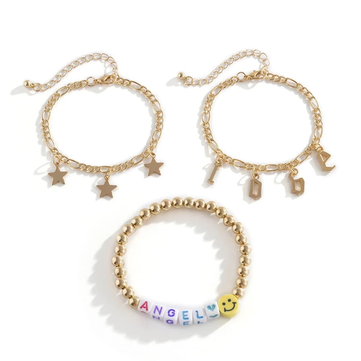 White Acrylic & Goldtone 'Love Angel' Beaded Stretch Bracelet Set sold by Zulily product image thumbnail 3