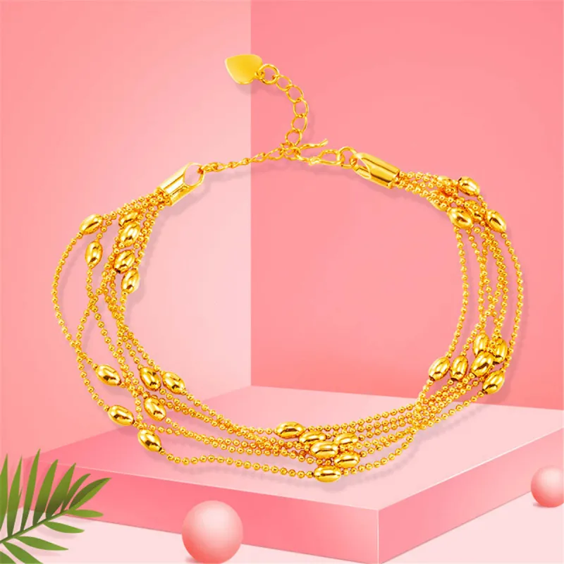 24k Goldtone Circle Bead Layered Station Bracelet made by Zulily