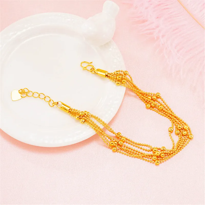 24k Goldtone Round Bead Layered Station Bracelet made by Zulily