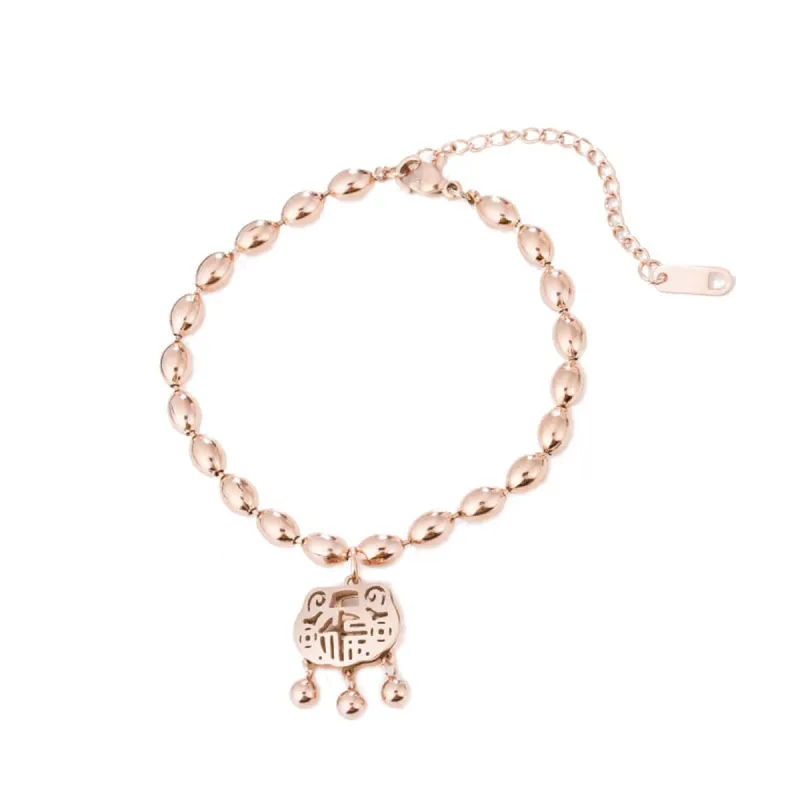 Rose Goldtone Bead Chain Lock of Longevity Charm Bracelet made by Zulily