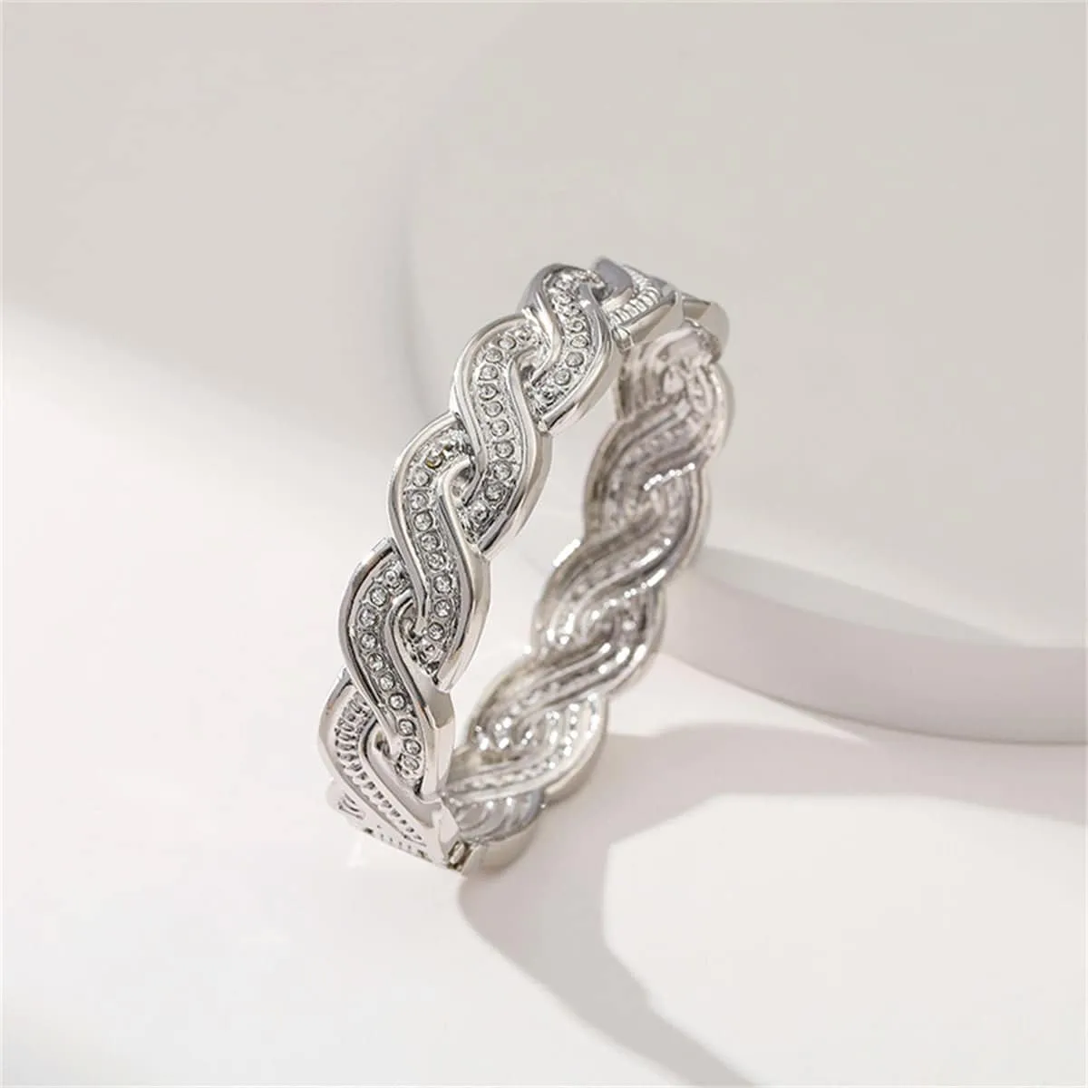 Cubic Zirconia & Silvertone Twine Hinge Bangle sold by Zulily product image thumbnail 2