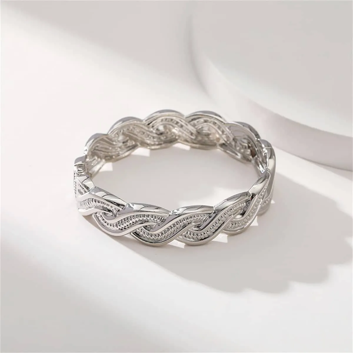 Cubic Zirconia & Silvertone Twine Hinge Bangle sold by Zulily product image thumbnail 3