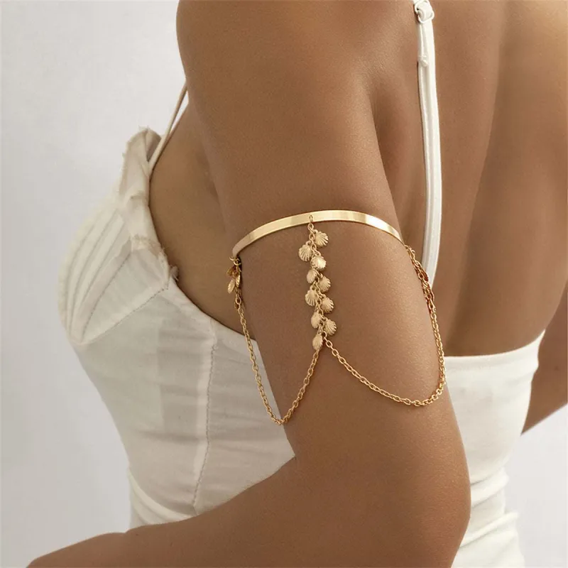 Goldtone Shell Tassel Arm Cuff made by Zulily