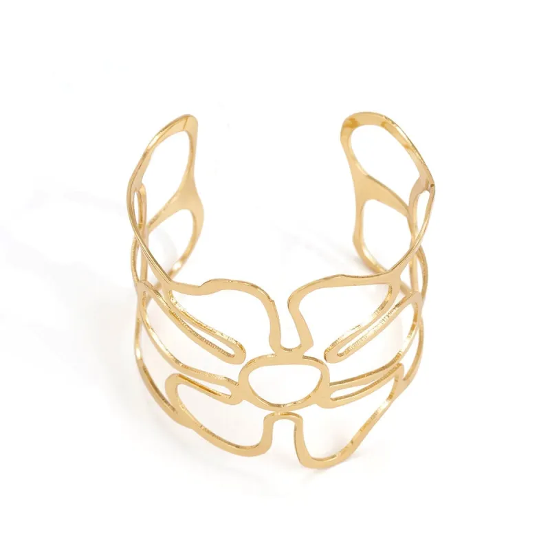Goldtone Openwork Flower Cuff made by Zulily