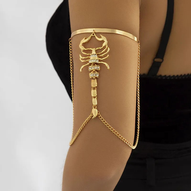 Cubic Zirconia & Goldtone Chain Scorpion Arm Cuff made by Zulily