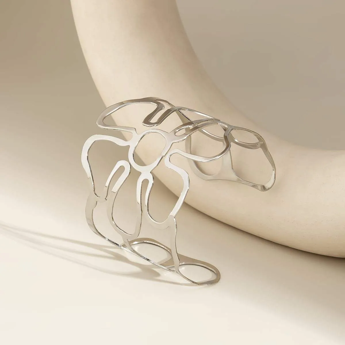 Silvertone Openwork Flower Cuff sold by Zulily product image thumbnail 3