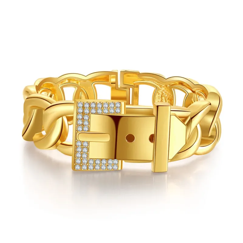 Cubic Zirconia & Goldtone Belt Bracelet made by Zulily