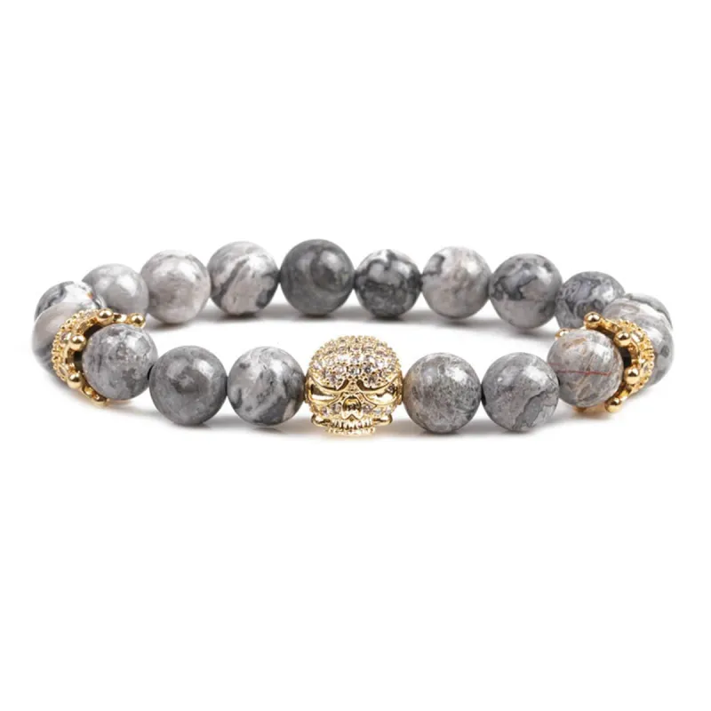Amethyst & Cubic Zirconia Skull & Crown Beaded Stretch Bracelet made by Zulily