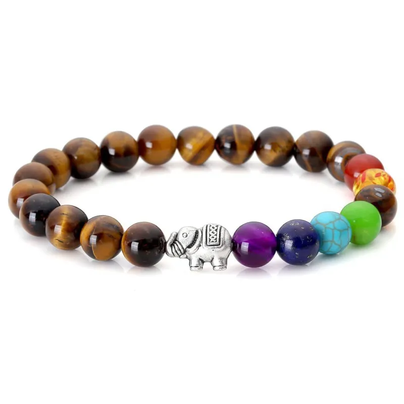 Gemstone & Silvertone Elephant Beaded Stretch Bracelet made by Zulily