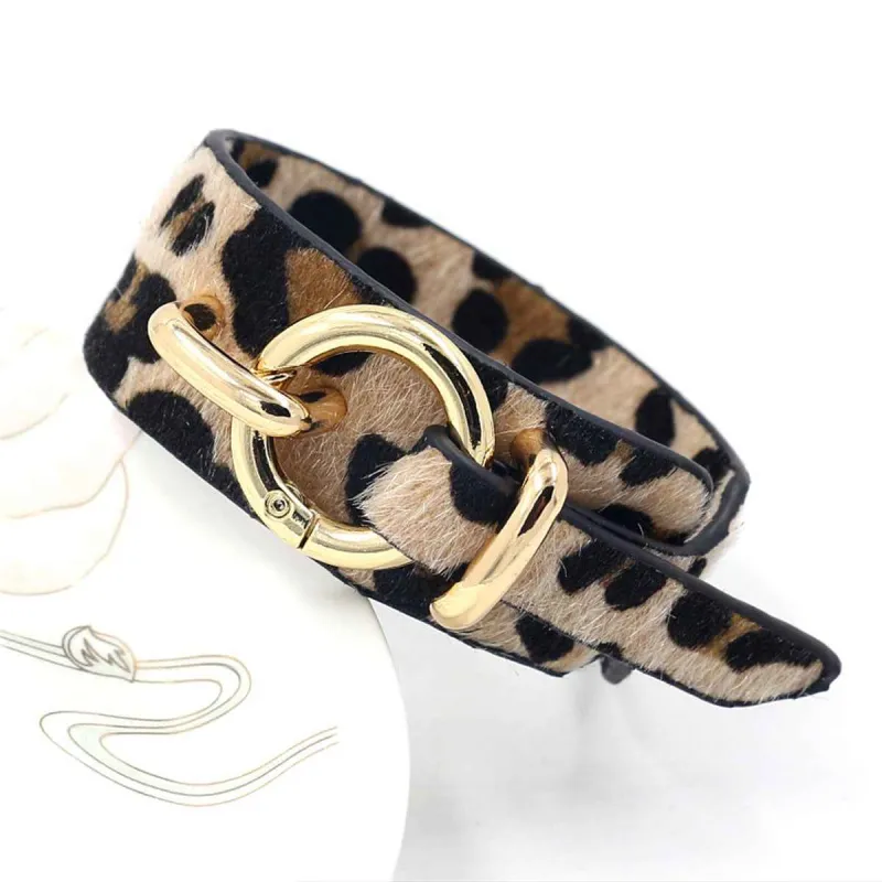 Light Coffee Polystyrene & Goldtone Leopard Bracelet made by Zulily
