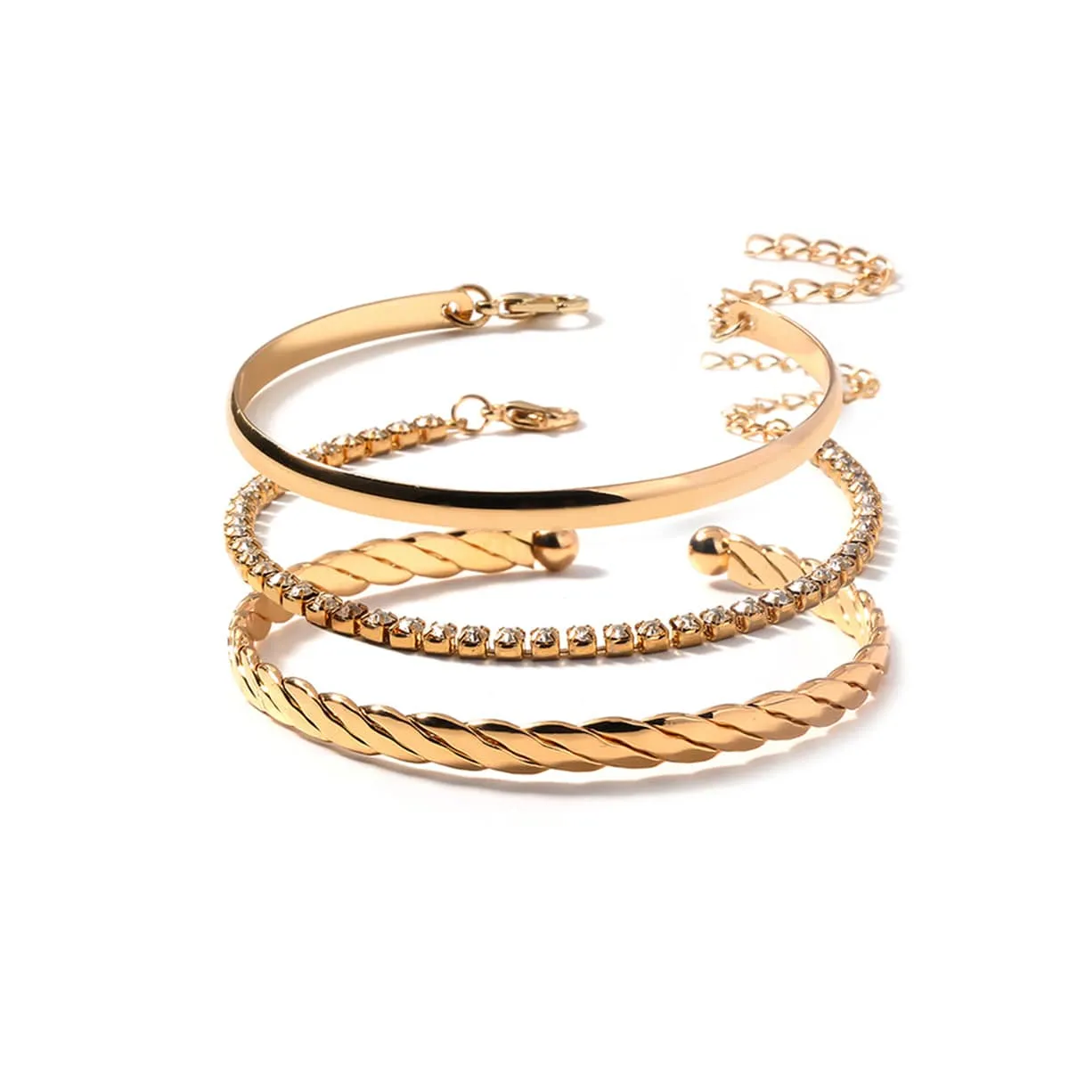 Cubic Zirconia & Goldtone Twine Cuff Tennis Bracelet Set sold by Zulily product image thumbnail 2