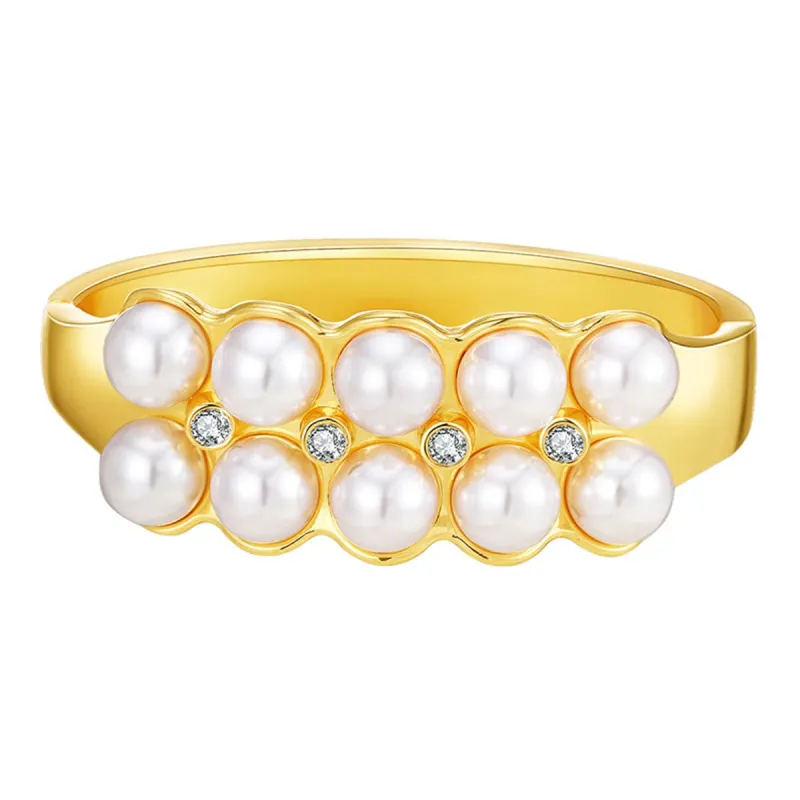 Pearl & Cubic Zirconia Goldtone Bangle made by Zulily