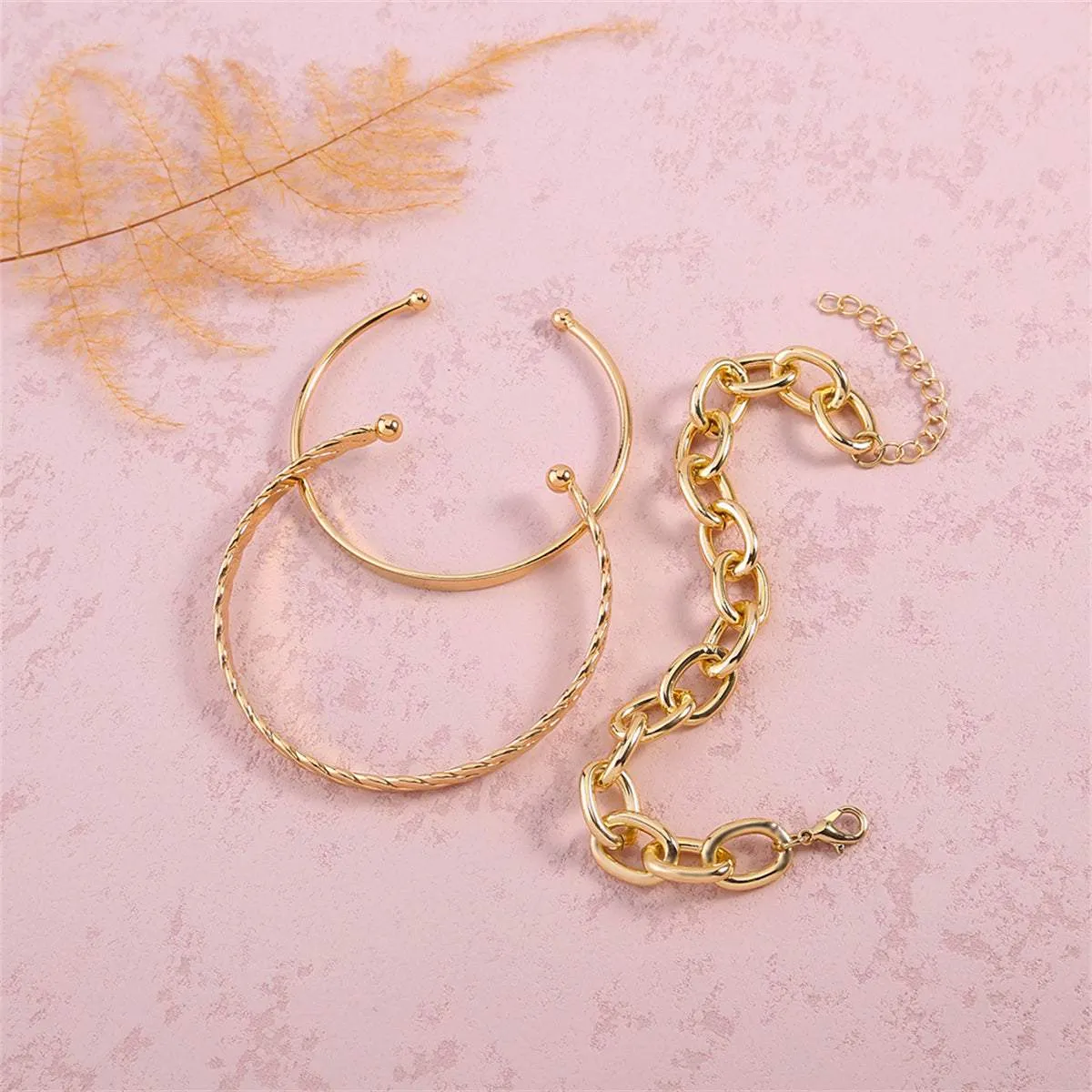 Goldtone Twine Cuff & Cable Bracelet Set sold by Zulily product image thumbnail 3