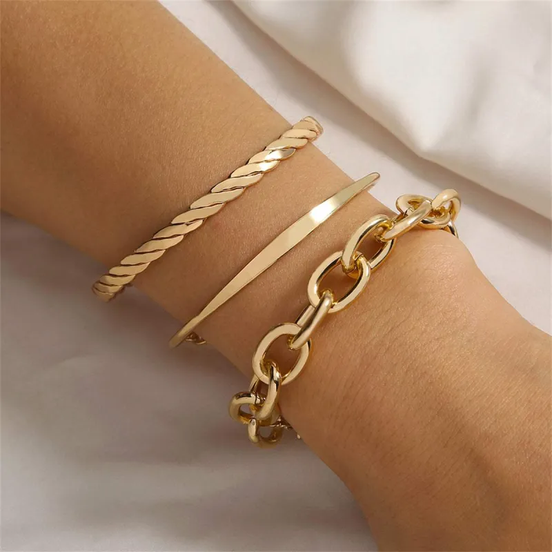 Goldtone Twine Cuff & Cable Bracelet Set made by Zulily