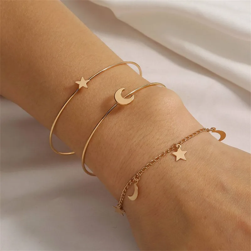 Goldtone Celestial Cuff & Bracelet Set made by Zulily