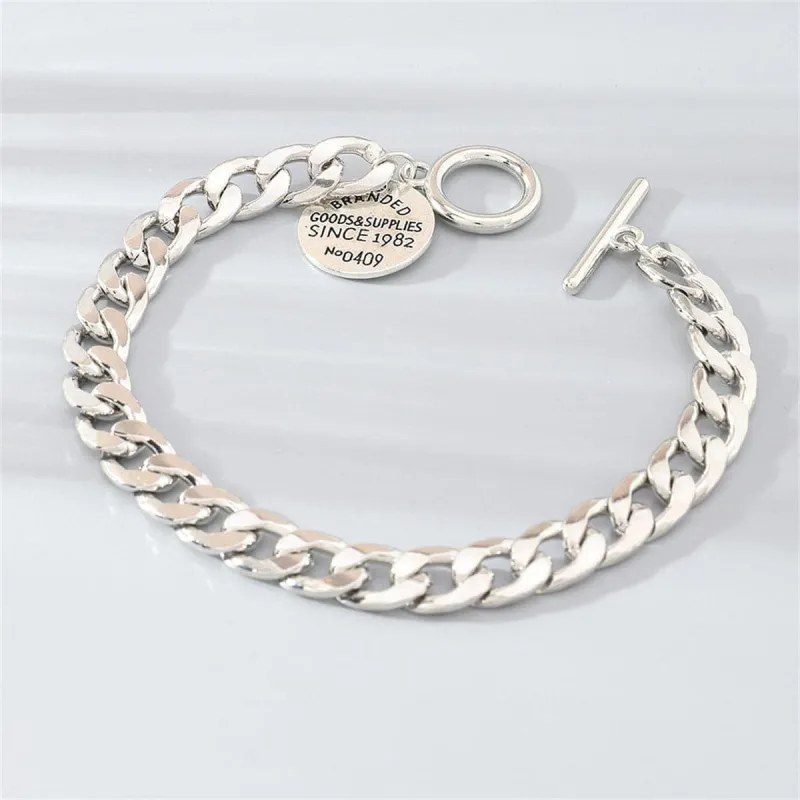 Silvertone 'Goods & Supplies' Curb Chain Toggle Bracelet made by Zulily