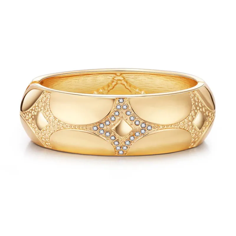 Cubic Zirconia & Goldtone Rhombus Hinge Bangle made by Zulily