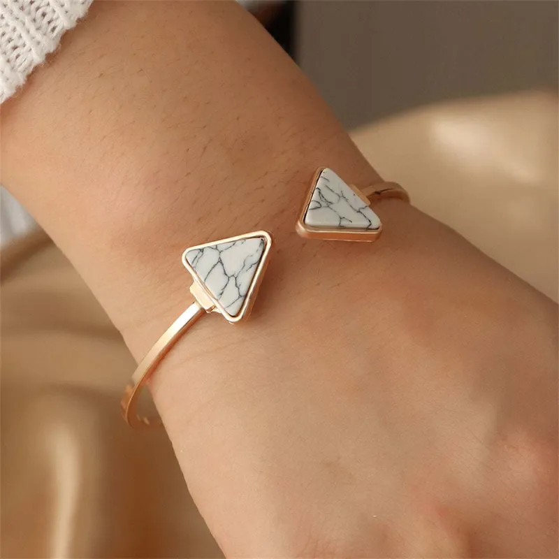 Turquoise & Goldtone Triangle Cuff made by Zulily