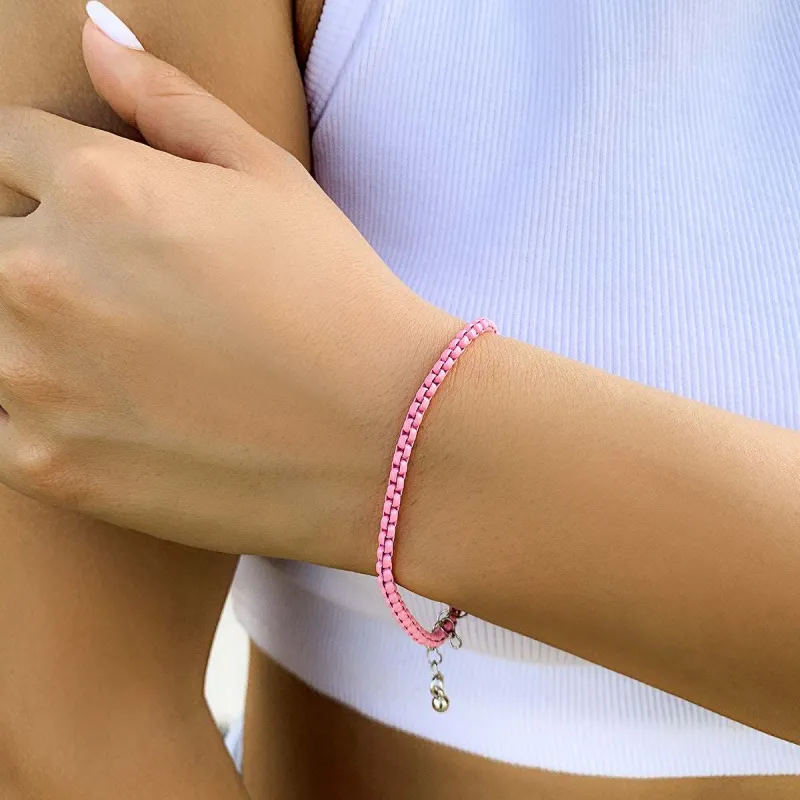 Pink Enamel Popcorn Chain Bracelet made by Zulily