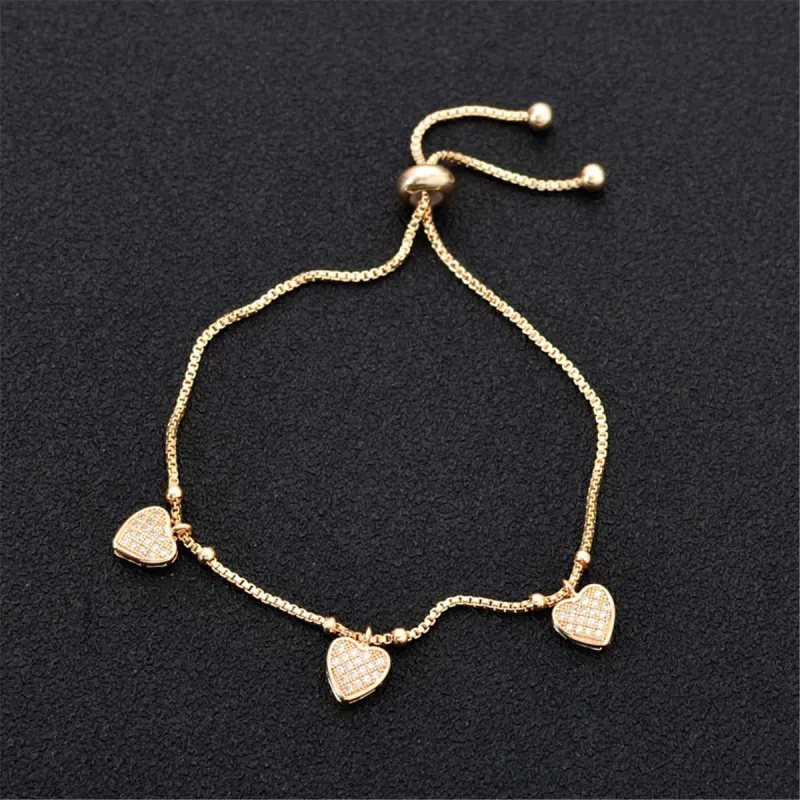 Cubic Zirconia & Goldtone Heart Station Adjustable Bracelet made by Zulily