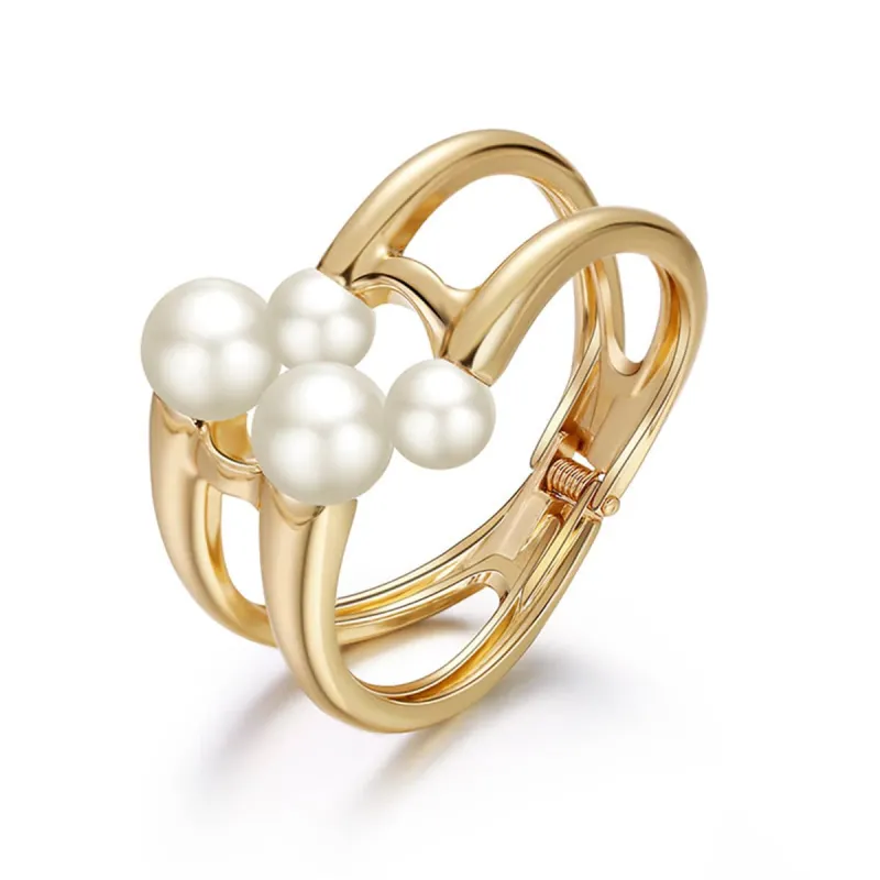 Pearl & Goldtone Layered Hinge Bangle made by Zulily