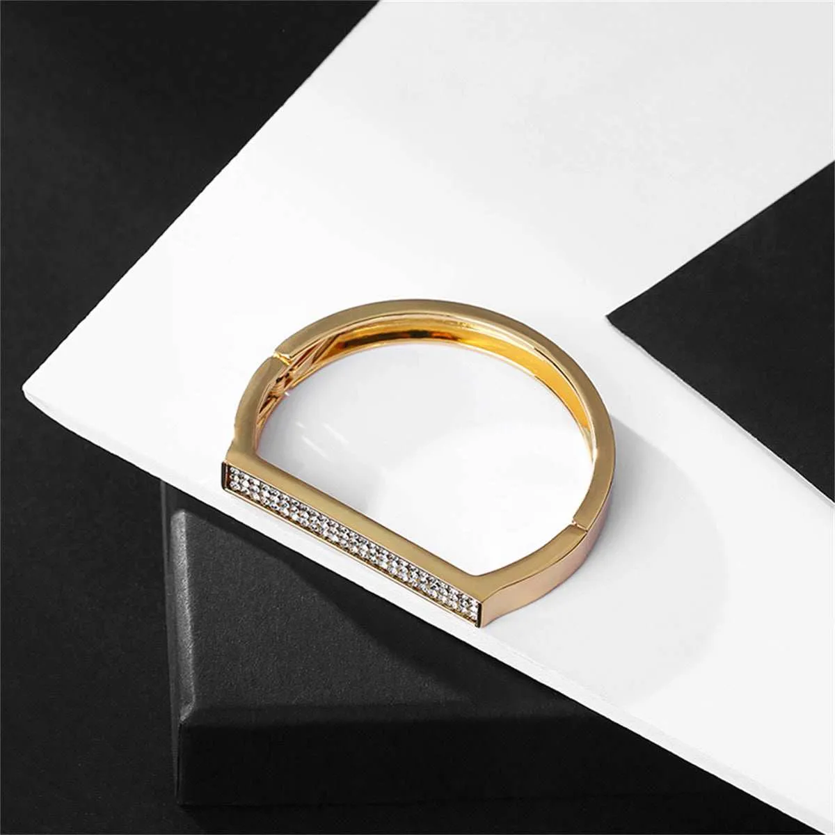 Cubic Zirconia & Goldtone Rectangle Hinge Bangle sold by Zulily product image thumbnail 3