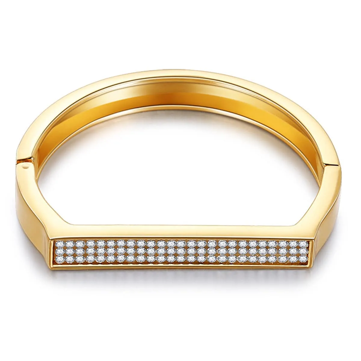Cubic Zirconia & Goldtone Rectangle Hinge Bangle sold by Zulily product image thumbnail 2