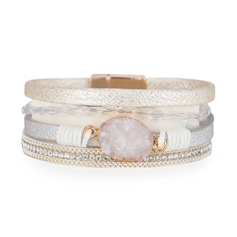 Cubic Zirconia & Pink Resin Goldtone Layered Bracelet made by Zulily