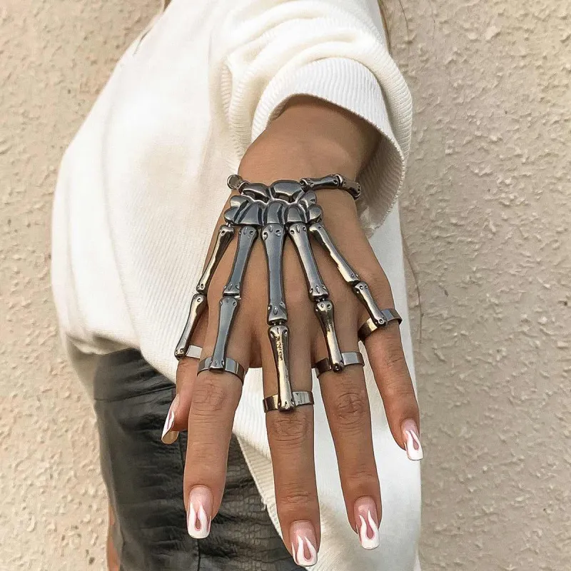 Black Corpse Hand Five-Finger Ring Stretch Bracelet made by Zulily