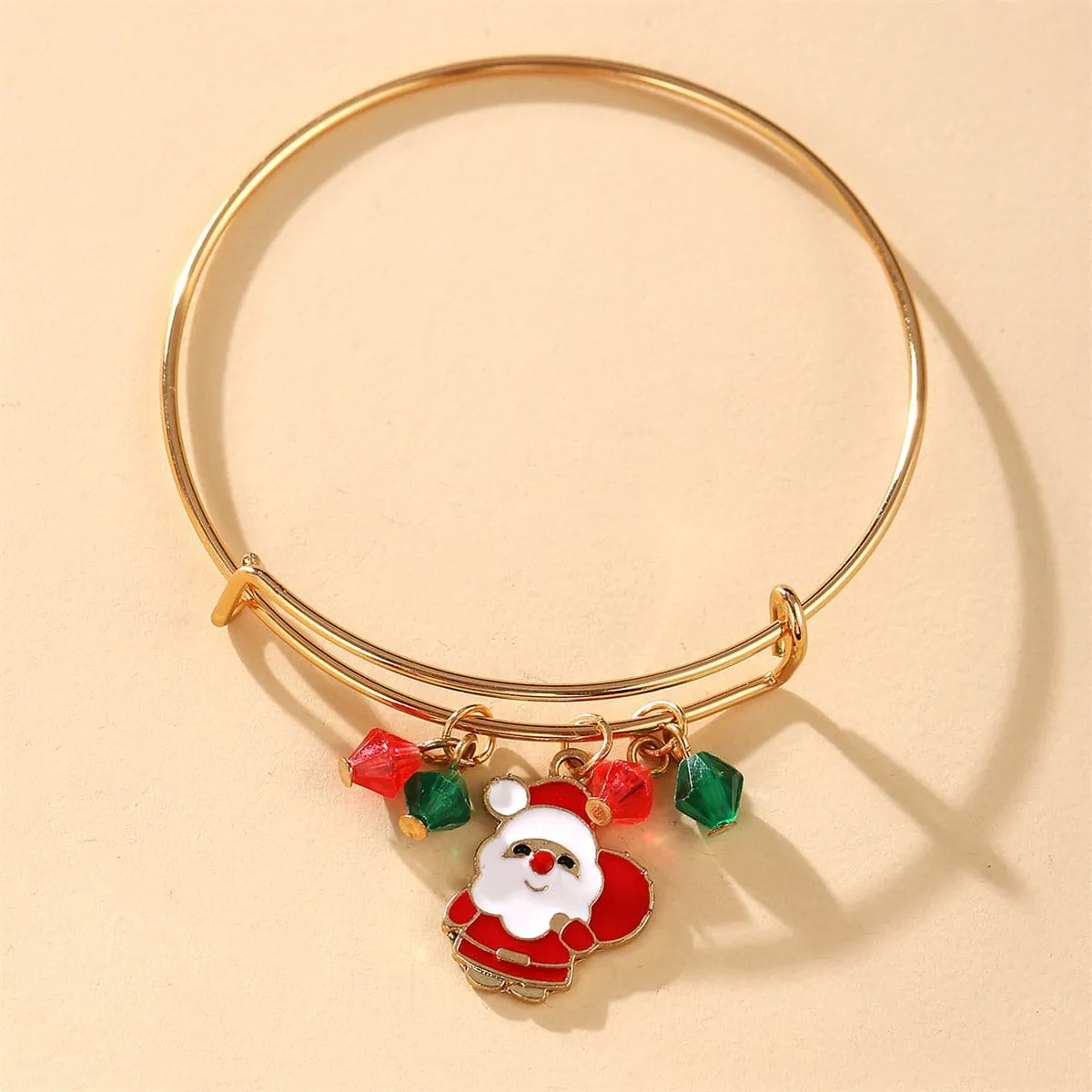 Green & Red Beaded Santa Adjustable Charm Bangle sold by Zulily product image thumbnail 2