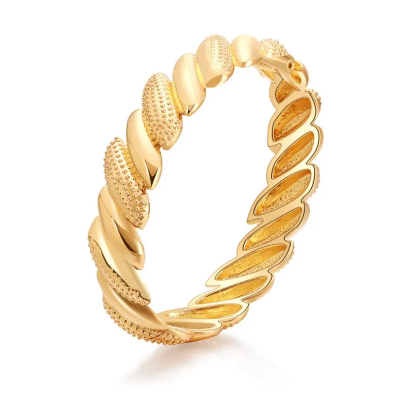 Goldtone Milgrain Rope-Twist Hinge Bangle made by Zulily